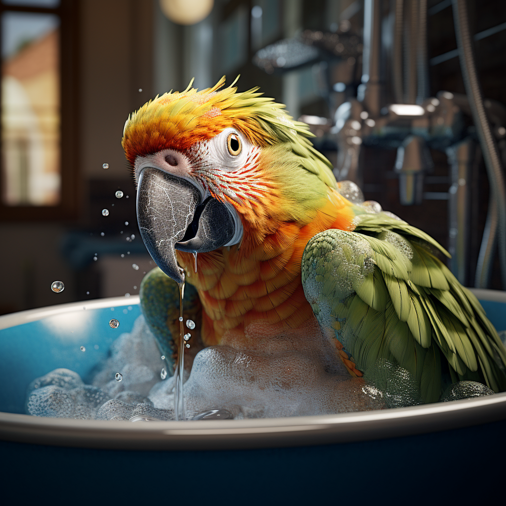 Попугай в ванночке