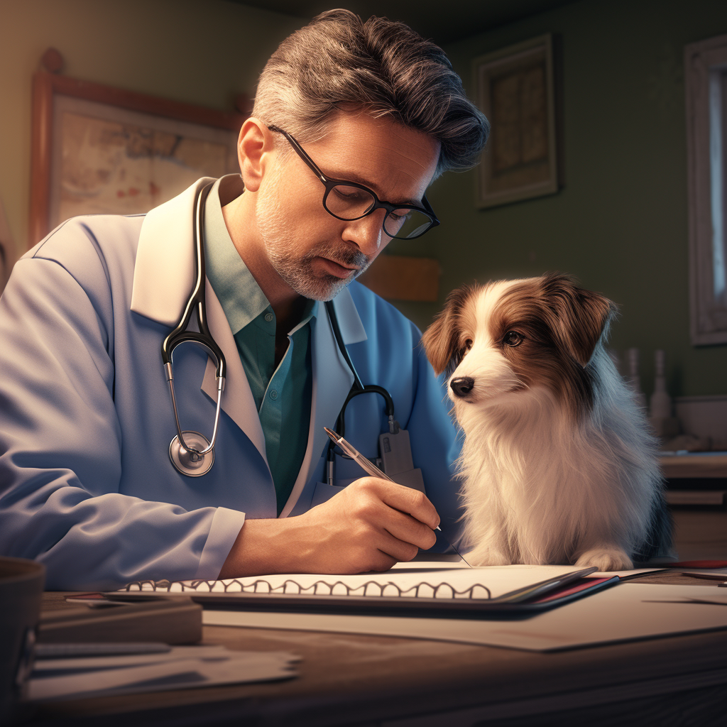 Ветеринар заполняет карту пациента