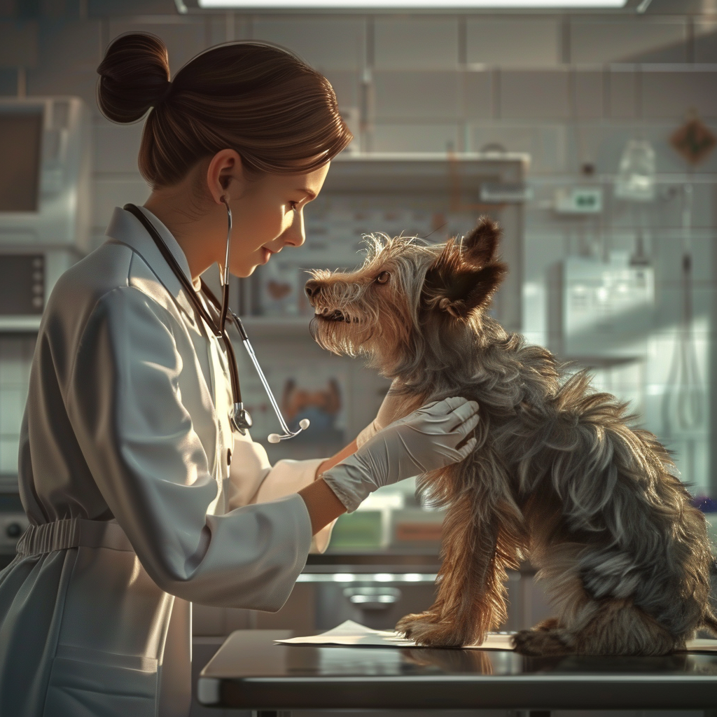 Ветеринар с домашним животным