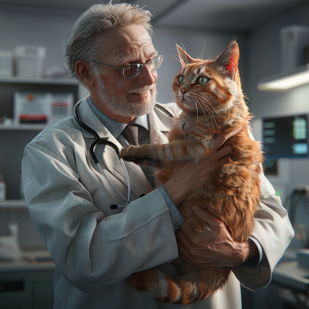 Ветеринарный врач, который заботится о здоровье кошки